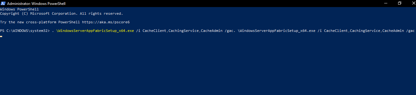 Comando de administración de Powershell: la aplicación de Windows Server no está configurada correctamente