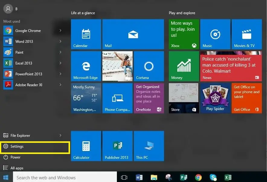 configuraciones windows 10