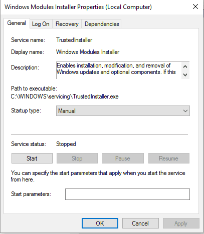 ventana de servicios ¿Qué es el instalador de confianza en Windows 10?