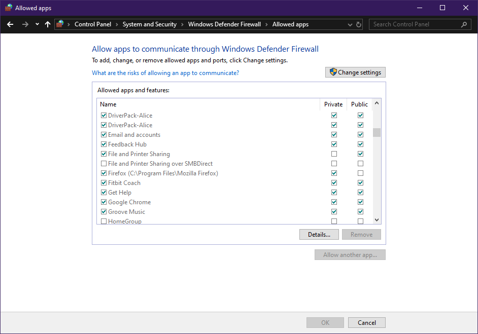 El cortafuegos de Windows 10 bloquea todos los programas excepto uno Bloquea manualmente los procesos del cortafuegos uno por uno