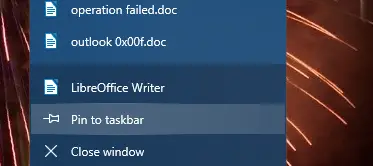 Los accesos directos de oficina de la opción Anclar a la barra de tareas faltan en el menú de inicio