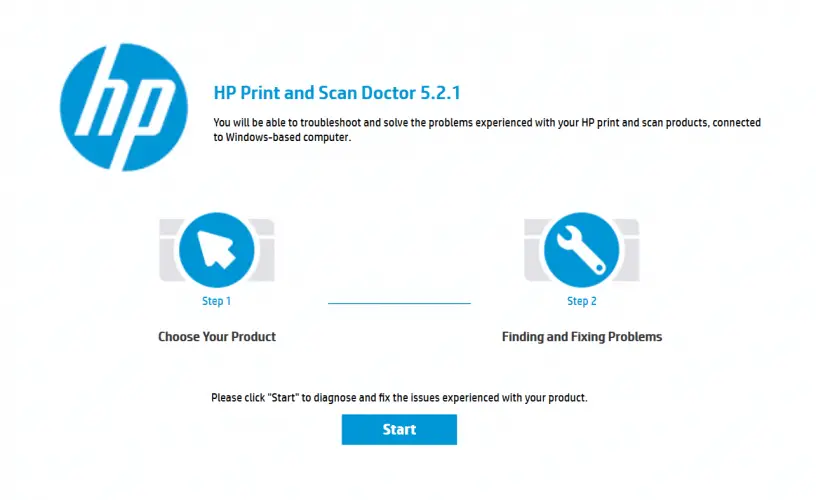 Error de impresora HP Print and Scan Doctor pantalla compacta pesada