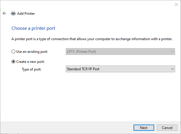 Error de impresora de opciones de puerto de impresora 0x00003e3