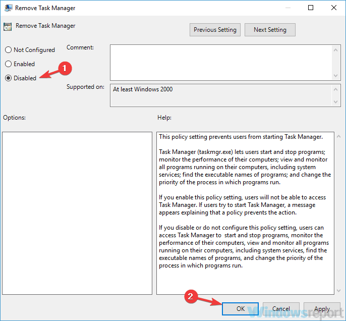 deshabilitar política Sin Administrador de tareas Windows 10