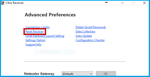 reset-receiver citrix receiver no inicia aplicaciones