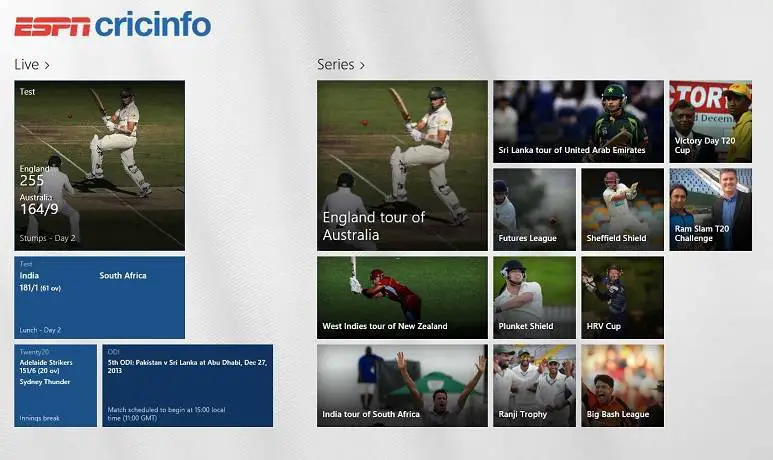 espn información de cricket windows 8