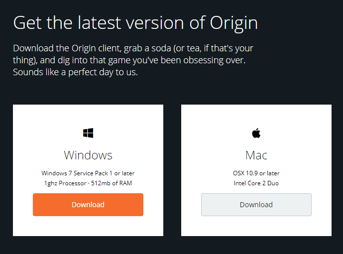 descargar cliente de origen Su cliente de origen es demasiado antiguo