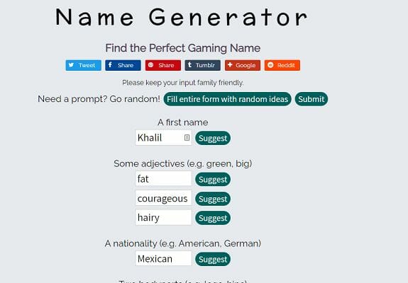 Generadores de nombres de Fortnite 
