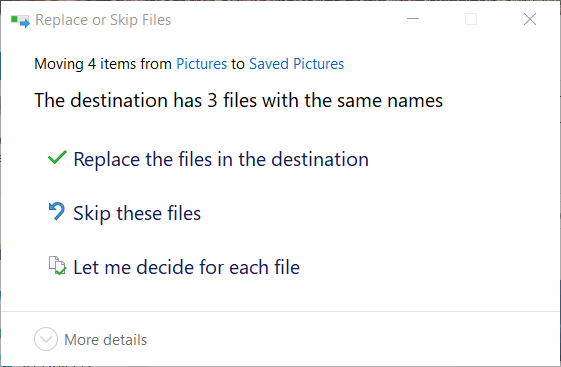 Reemplazar u omitir archivos ventana sims 4 código de error 3