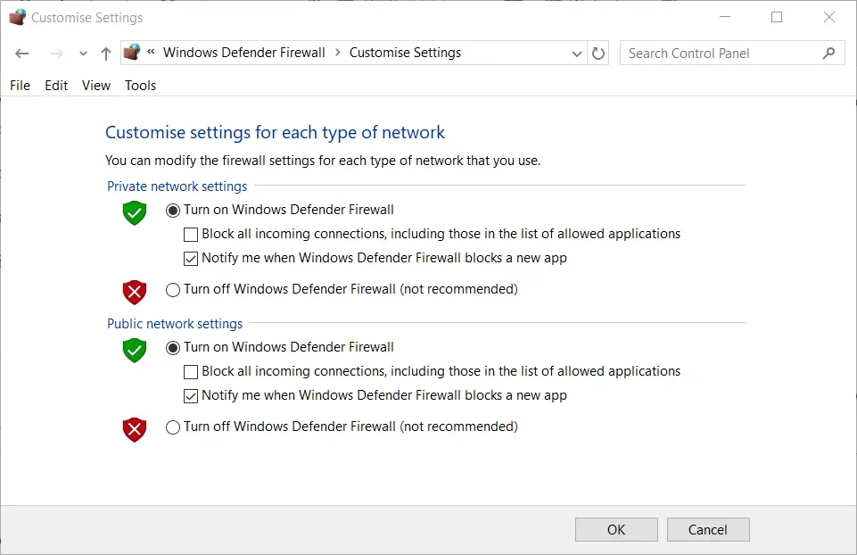 Las opciones de Firewall de Windows Defender no pueden descargar archivos de parches ffxiv