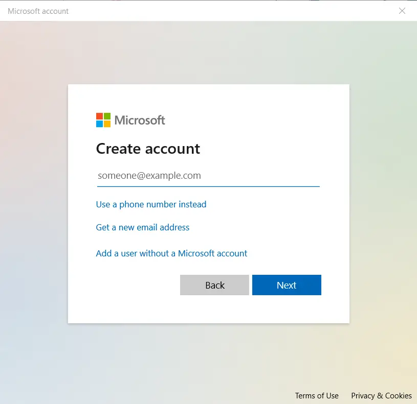 ventana de la cuenta de Microsoft deus ex accidente de guerra invisible
