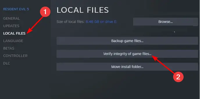 archivos locales resident evil 5 no inicia Steam