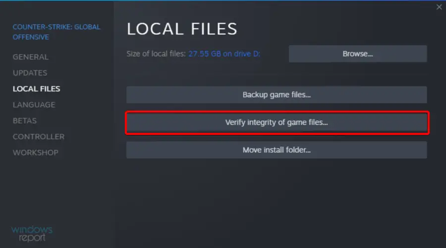 Steam Verifica la integridad de los archivos del juego