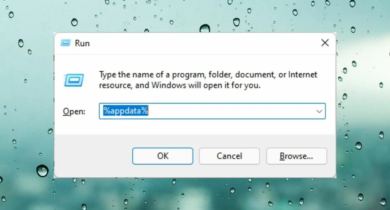 ejecutar el comando de Windows appdata