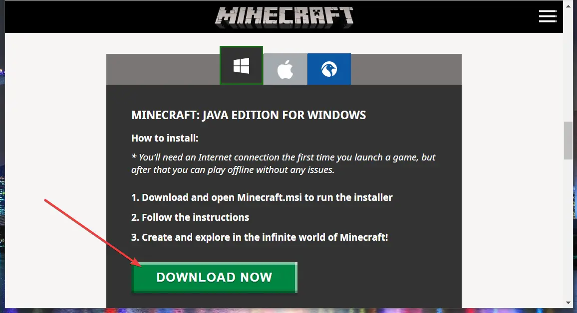 Descargar ahora botón minecraft descargar windows 11