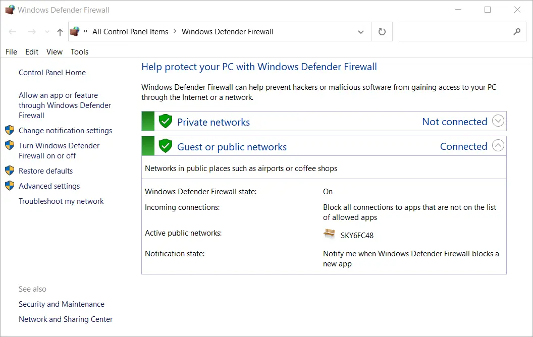 El Firewall de Windows Defender forza horizon 4 que esta aplicación no puede abrir