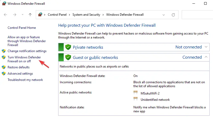 Activar o desactivar el Firewall de Windows Defender