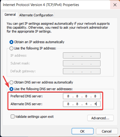 servidor DNS alternativo