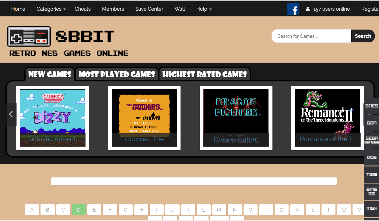 Sitio web de 8Bbit para jugar juegos de nes en línea