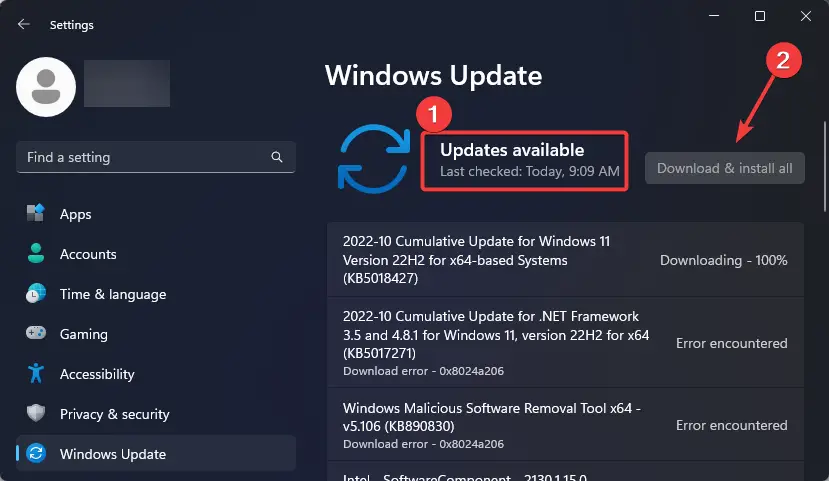 Actualización de Windows disponible