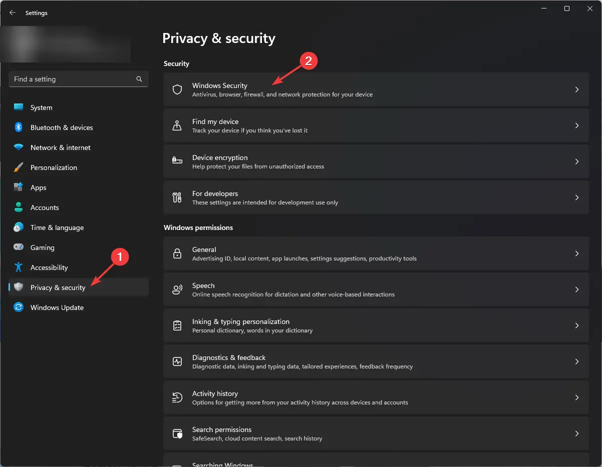 Seguridad de privacidad: seguridad de Windows