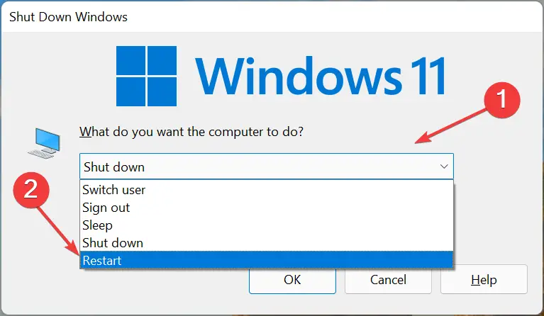 Reiniciar para reparar el micrófono de discordia que no funciona en Windows 11