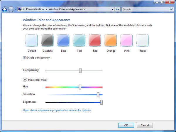 Windows 7 habilita aero theme_transparency