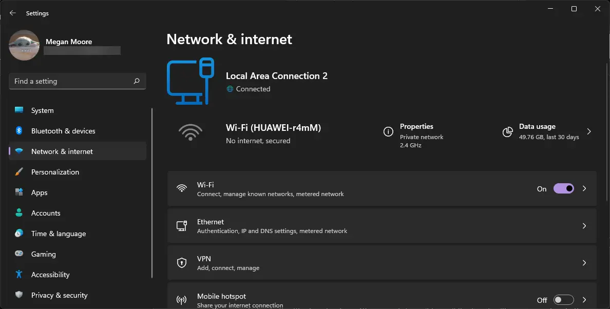 Configuración de red e Internet.