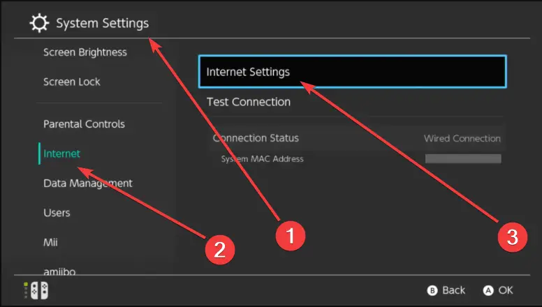 Configuración del interruptor de Nintendo