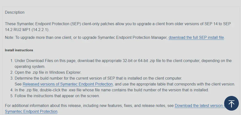 Página de descarga de actualización SEP Google Chrome no funciona con Symantec