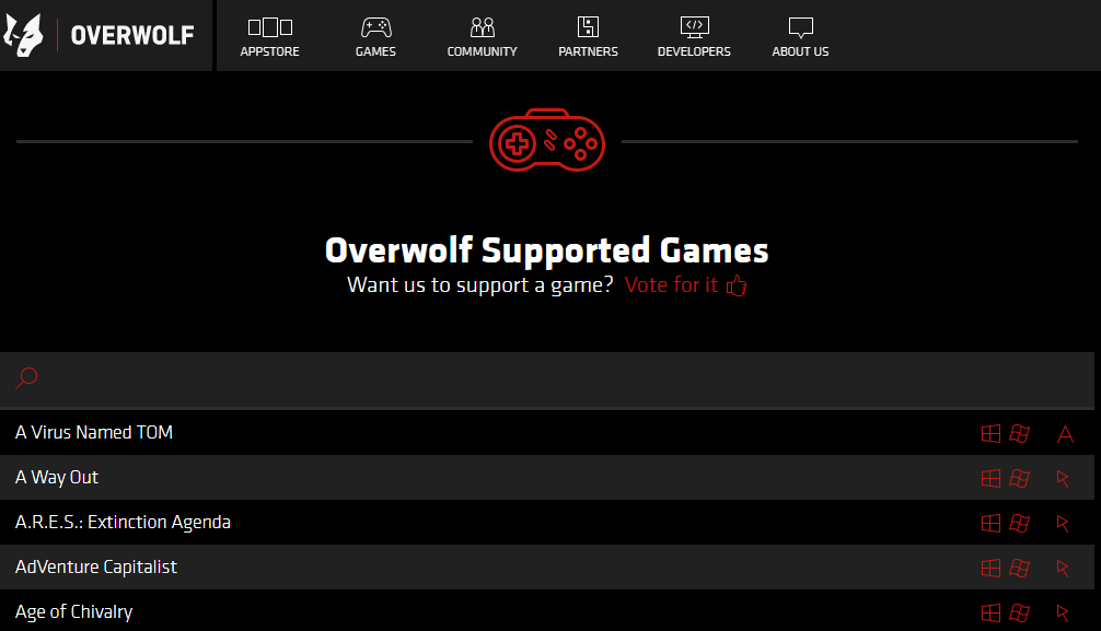 La página de juegos compatibles con Overwolf overwolf no permanecerá en la cima