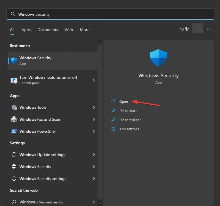 Seguridad de Windows abre la clave de Windows