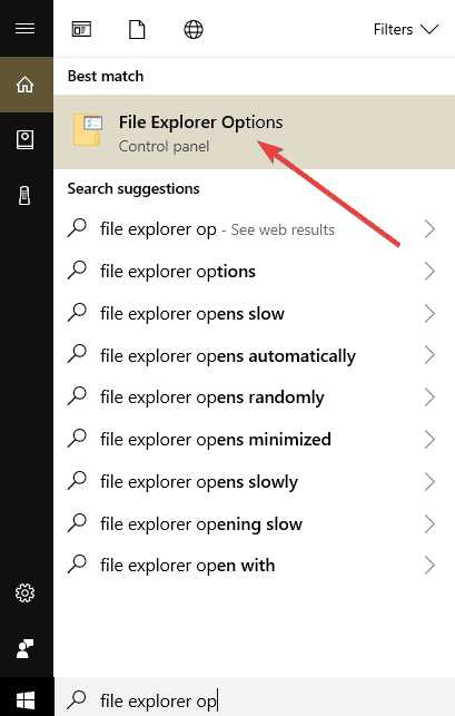 opciones del explorador de archivos