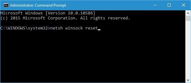 netsh winsock reset símbolo del sistema error de configuración de ip