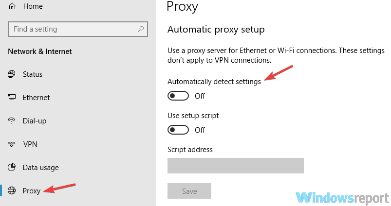 El servidor proxy sigue encendiendo Windows 10