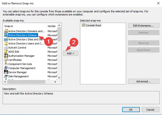 registrar schema.dll agregar 