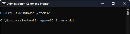 cmd_SCHEMA dll registrar esquema.dll