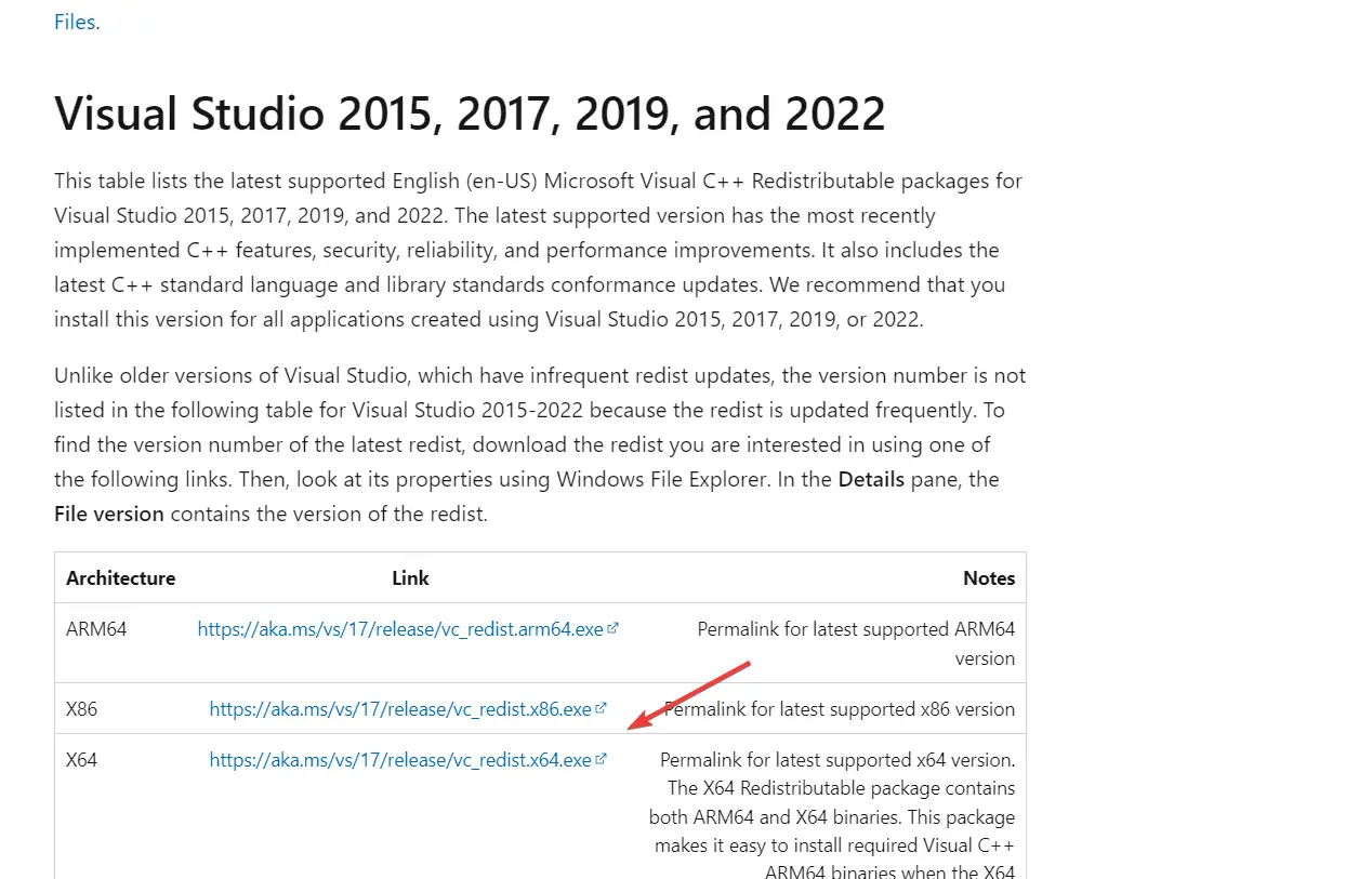 Seleccione el último paquete de Visual Studio