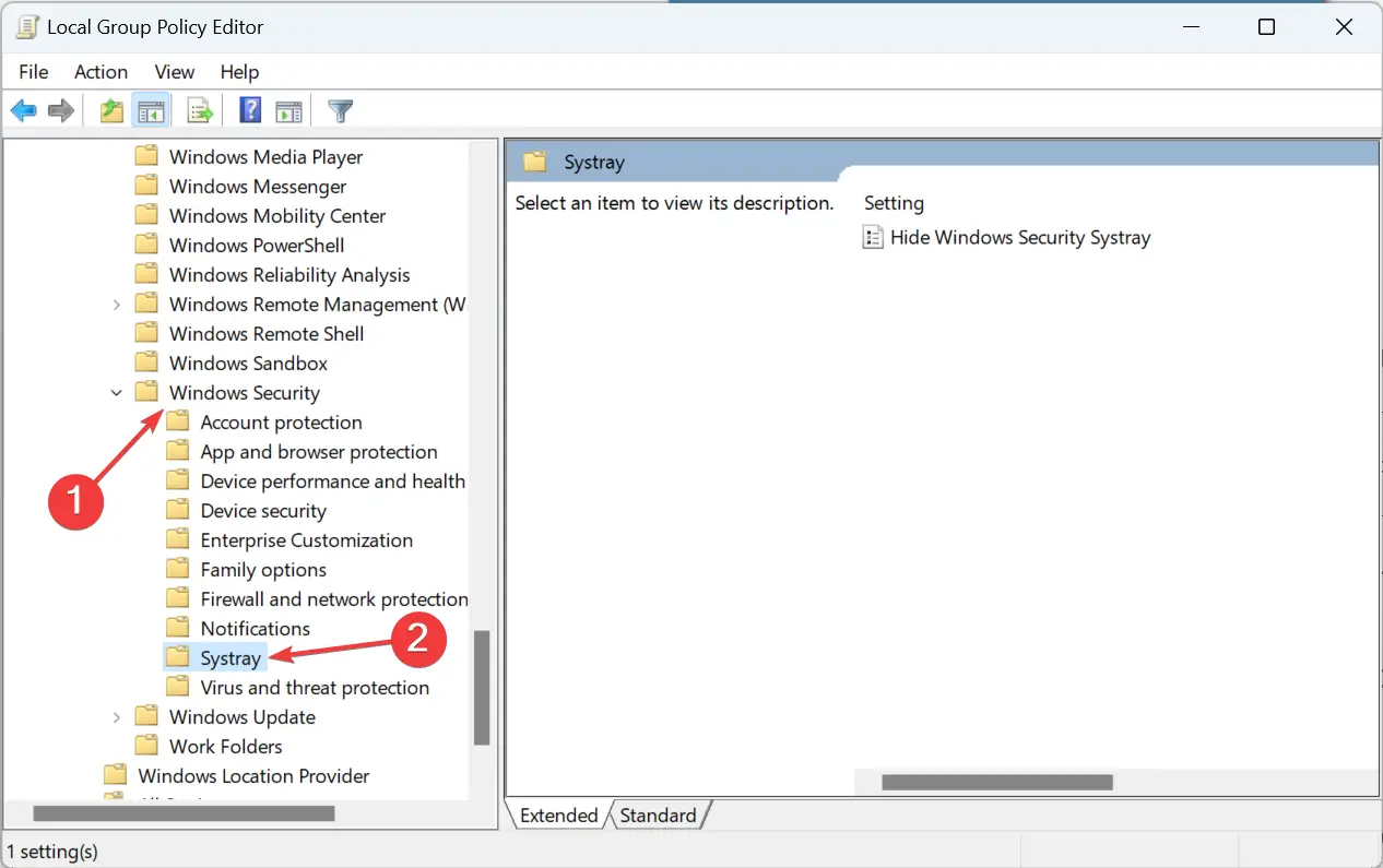 Systray para eliminar el icono de la bandeja de Windows Defender