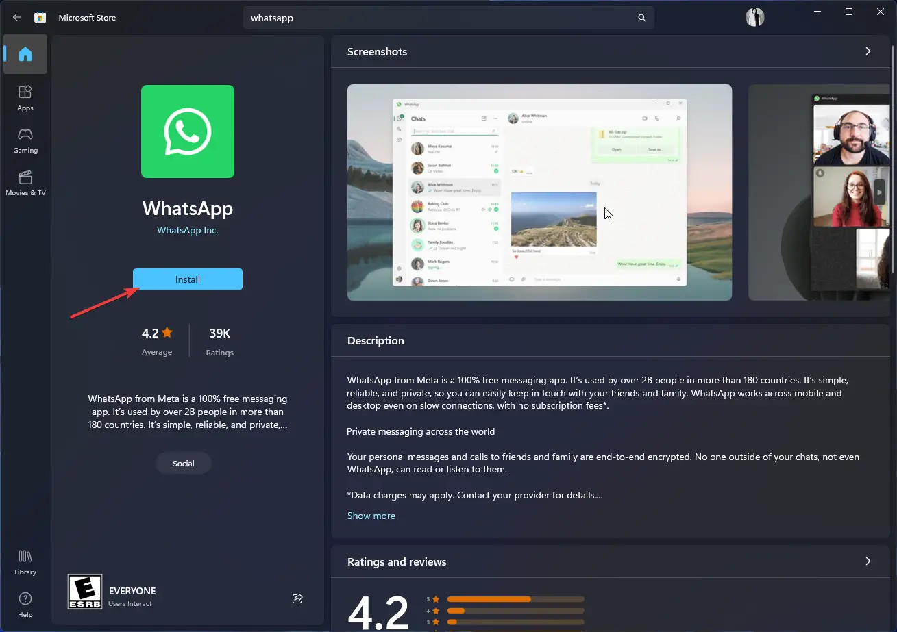 WhatsApp INinstalar whatsapp windows 11